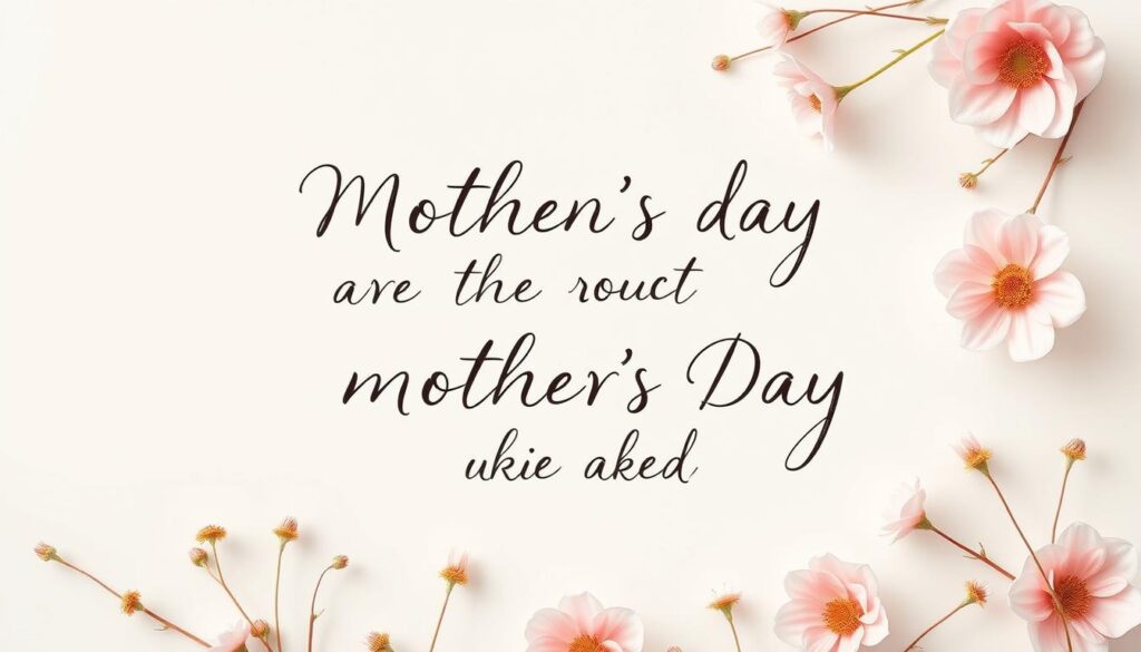 A beautiful, handwritten-style romantic Mother's Day quote, with a delicate floral border and a soft, dreamy, pastel color palette. The quote is written in an elegant calligraphic script, with a touch of whimsy and sentiment. The composition has a sense of artistry and craftsmanship, with the text and flowers subtly layered and arranged in a visually appealing manner. The overall mood is warm, inviting, and perfect for a DIY Mother's Day card.