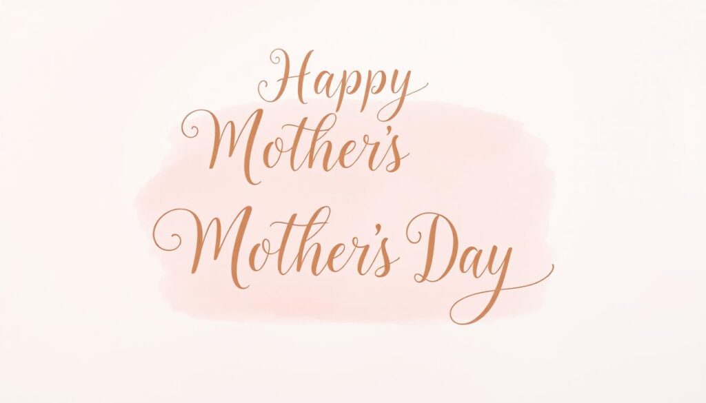 A beautifully hand-lettered quote against a soft, pastel-hued background, capturing the warmth and sentiment of Mother's Day. The foreground features elegant calligraphic text in a neutral palette, with flourishes and decorative elements that frame the message. The middle ground has a subtle, textured pattern or watercolor wash in muted tones, enhancing the heartfelt and personal feel. The background is a gentle gradient, blending soft shades of pink, lavender, and peach to create a soothing, romantic atmosphere. The overall composition is balanced, visually appealing, and evokes a sense of care, appreciation, and love for a mother.
