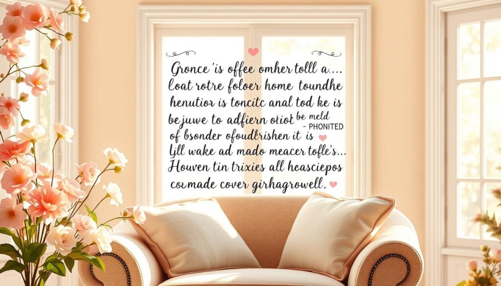 A charming and heartwarming illustration showcasing the most cherished grandmother's day quotes. A delicate floral arrangement in soft pastel hues frames the central composition, casting a warm, gentle glow. In the foreground, a cozy armchair with plush cushions invites the viewer to sit and ponder the thoughtful, hand-lettered phrases that capture the unconditional love and appreciation for grandmothers. The background features a serene, sun-dappled window, hinting at the comforting, familiar atmosphere of a beloved family home. The overall mood is one of tender affection, nostalgia, and timeless connection between generations.