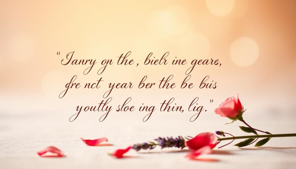 A heartfelt message written in elegant calligraphy against a serene, soft-focus background. The words flow gracefully, conveying a sense of emotional sincerity and gratitude. Warm lighting casts a gentle glow, creating an intimate, contemplative atmosphere. Delicate floral elements, such as rose petals or a sprig of lavender, frame the text, symbolizing the beauty and care underlying the message. The composition is balanced and visually pleasing, inviting the viewer to pause and reflect on the sentiments expressed.