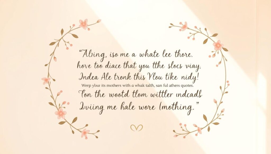 A heartwarming illustration of "Emotional Quotes for Mother's Day" with a touch of humor. An airy, sunlit scene featuring a elegant floral frame in soft pastel shades, enveloping a whimsical handwritten calligraphic text in a joyful mix of sentimental and playful messages. The warm, natural lighting casts a gentle glow, creating an inviting, cozy atmosphere. Minimal, minimalist background allows the emotional quotes and floral elements to take center stage, conveying a sense of simplicity and mindfulness. The overall aesthetic is both visually captivating and emotionally resonant, perfectly capturing the spirit of the "Emotional Quotes with a Humorous Twist" section.