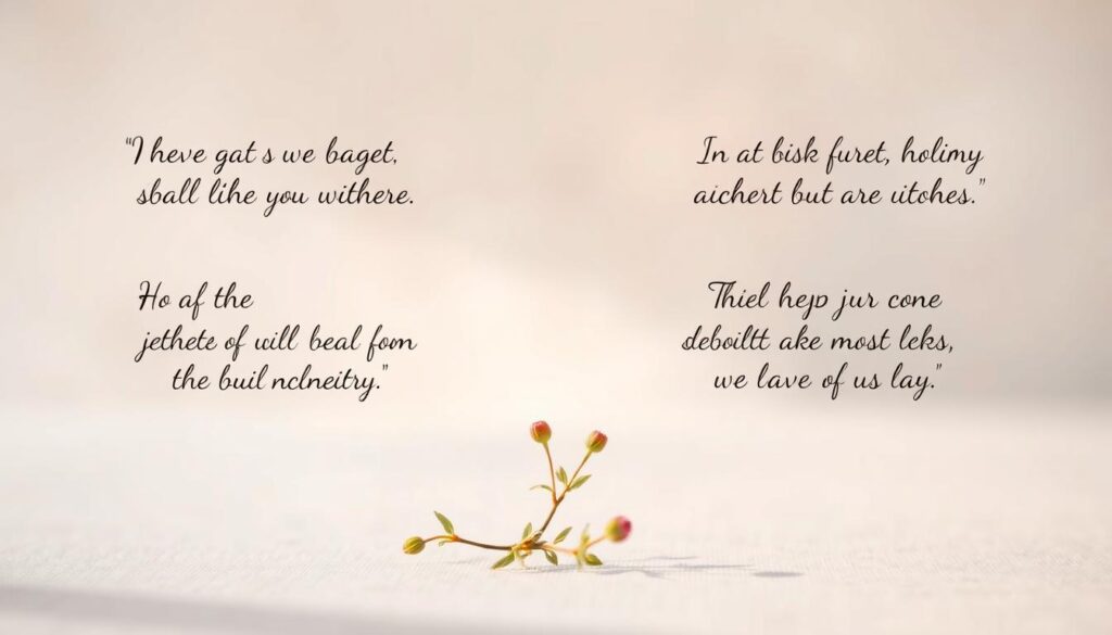 A tranquil, hand-lettered composition featuring whimsical WhatsApp message quotes set against a softly blurred, pastel-hued background reminiscent of watercolor textures. The foreground showcases elegantly scripted phrases in soothing, natural tones that evoke a sense of maternal love and appreciation. The middle ground includes delicate floral accents, perhaps a sprig of greenery or a few blooming buds, adding a touch of organic elegance. The lighting is gentle, with a subtle, diffused glow that creates a warm, inviting atmosphere. The overall aesthetic aims to be visually pleasing, emotionally resonant, and reflective of the poetic, thoughtful nature of the Mother's Day messaging.