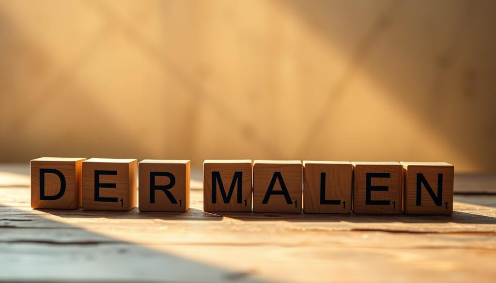 A tranquil, rustic scene of wooden blocks with German words carved into their surfaces, floating gently against a soft, hazy background. The letters cast warm, diffused shadows, symbolizing the profound impact of language. The arrangement is thoughtful, with the words positioned to create a harmonious composition. Gentle natural lighting illuminates the scene, evoking a sense of contemplation and the power of words to shape our experiences. The overall mood is one of introspection and the appreciation of linguistic nuance.