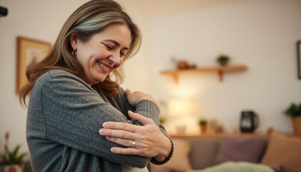 A warm, intimate scene of a mother and daughter sharing a heartfelt moment. In the foreground, a mother and her adult daughter embrace, their expressions radiating love and affection. Soft, diffused lighting casts a gentle glow, highlighting the tenderness of their connection. The middle ground features a cozy, domestic setting - perhaps a living room or kitchen - with subtle decorative elements that convey a sense of comfort and familiarity. The background is slightly blurred, creating a sense of focus on the central figures and their emotional bond. The overall mood is one of deep, familial intimacy, capturing the special relationship between a mother and her cherished daughter.