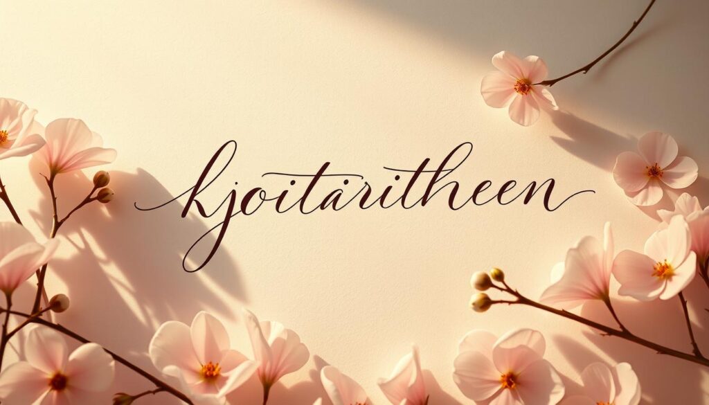 Elegant calligraphic script flows across a delicate floral background, capturing the essence of "kreative Botschaften" - creative messages to be cherished. Ethereal petals in soft pastel hues frame the central composition, hinting at the poetic nature of the content. Warm, directional lighting creates a sense of depth and drama, casting gentle shadows that accentuate the intricate penmanship. The overall atmosphere is one of refined sophistication, perfectly suited to illustrate a section on "Elegante Muttertagssprüche in poetischer Form" - elegant Mother's Day quotes in poetic form.