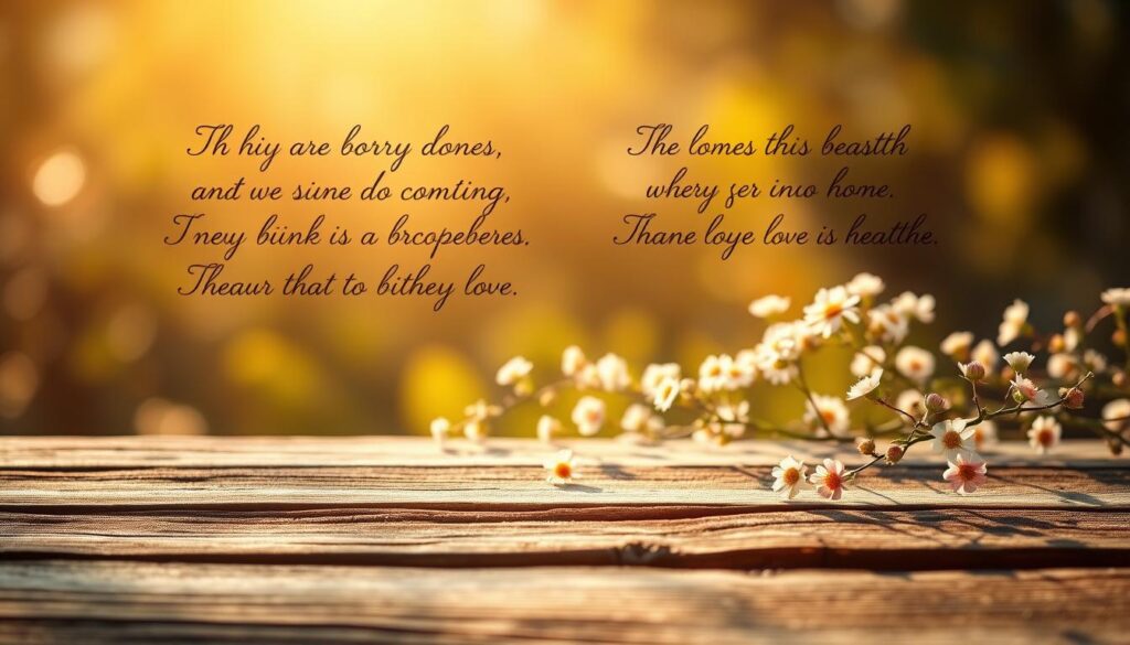 Elegant handwritten inspirational quotes floating gracefully against a warm, natural background. Sunlit, textured wooden surfaces in the foreground, with delicate floral accents in the middleground. A serene, contemplative atmosphere evokes a sense of timeless wisdom and maternal nurturing. Soft, diffused lighting from an unseen source casts a gentle glow, highlighting the flowing calligraphic strokes. The overall composition is balanced and harmonious, inviting the viewer to pause and reflect on the timeless messages of motherly love and guidance.