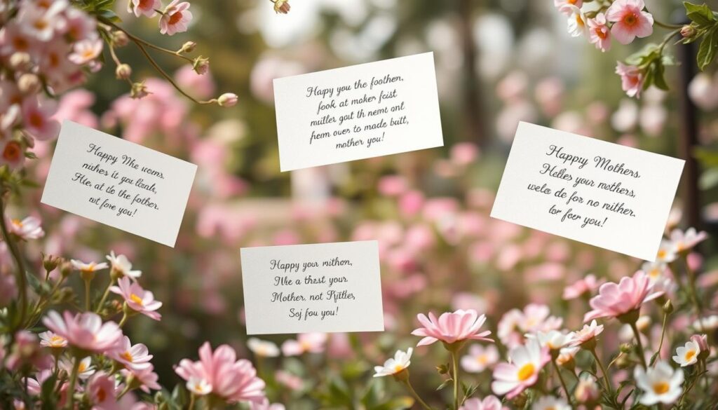 Whimsical Mother's Day poems floating in a serene, pastel-hued garden. Delicate flowers and lush greenery frame the scene, bathed in soft, diffused light. Handwritten verses in calligraphic script drift through the air, their playful lines and rhymes evoking a mood of warmth and affection. A cozy, nostalgic atmosphere pervades, as if inviting the viewer to pause and savor the heartfelt sentiments. The composition is balanced, with the poems taking center stage, complemented by the natural, picturesque setting. An overall feeling of celebration and appreciation for mothers shines through.