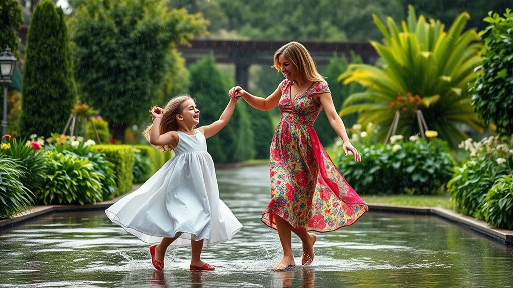Tanzen im Regen mit Mama