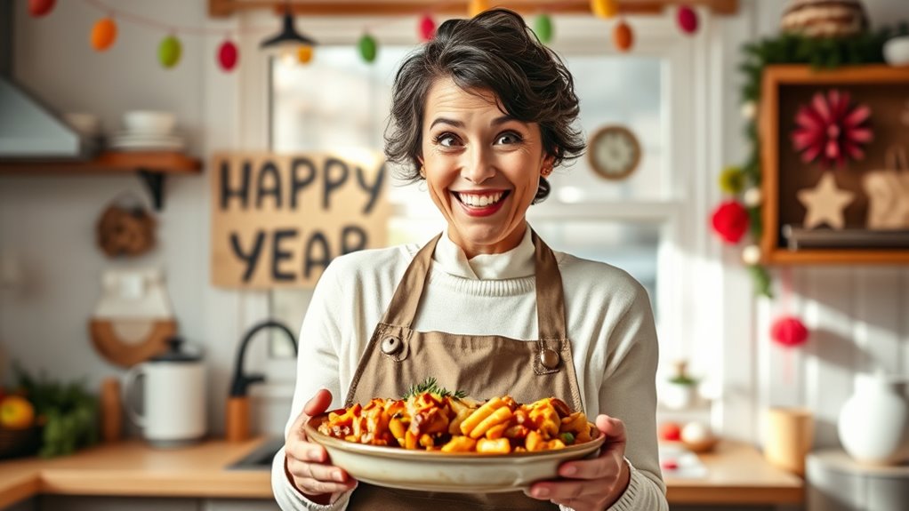 Gemeinsam Küchenpannen umarmen