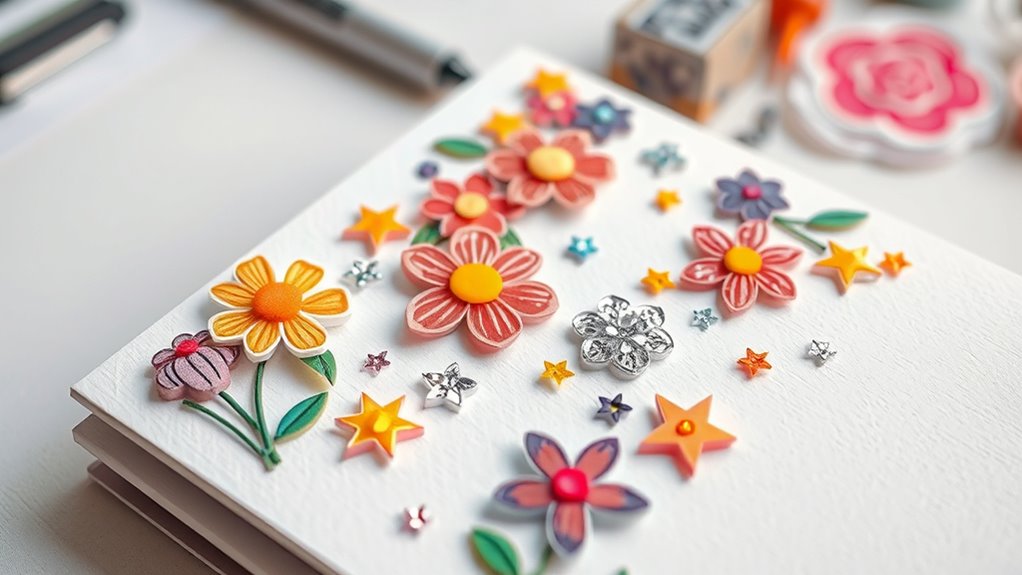 Verziere mit Aufklebern und Verzierungen