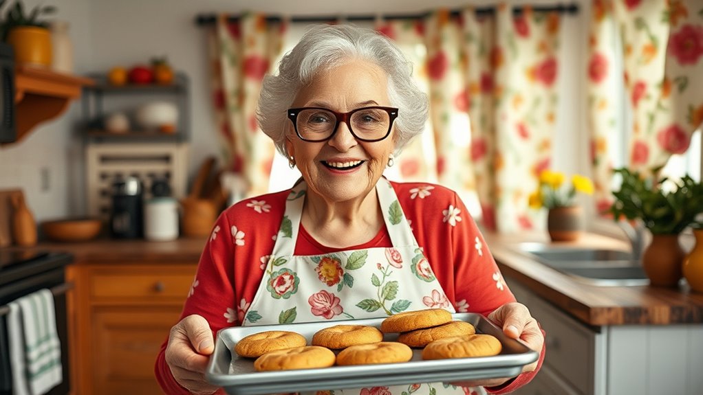 Großmutter liebt das Backen und Gärtnern
