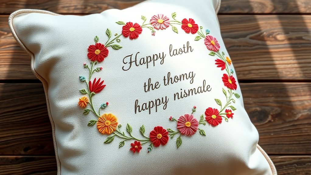 handgemachte bestickte Zitatkissen