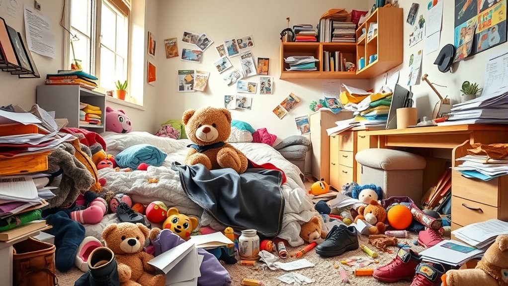 Unordentliches Zimmer muss jetzt gereinigt werden