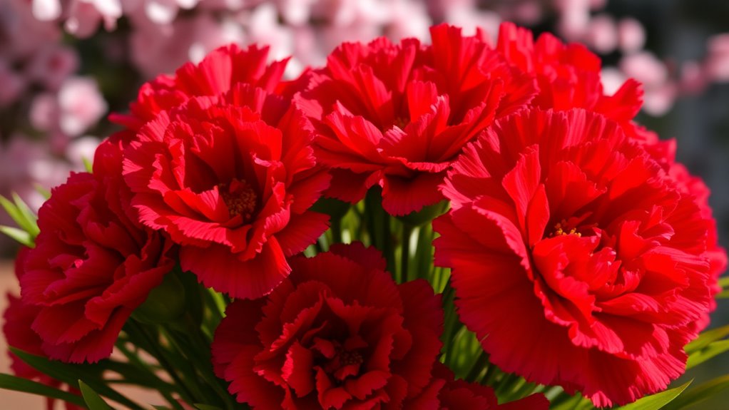 rote Nelken symbolisieren Liebe und Bewunderung