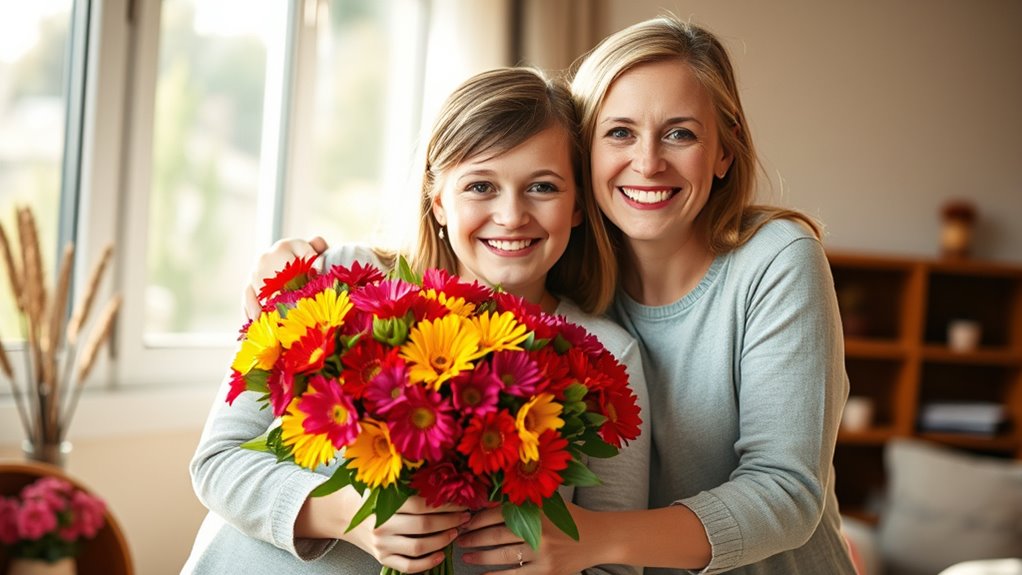 Geschwister überraschen Mama gemeinsam