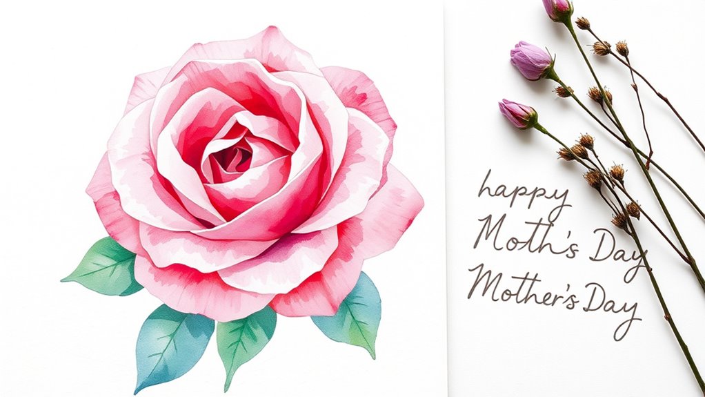 Aquarellrosenkarte mit Botschaft