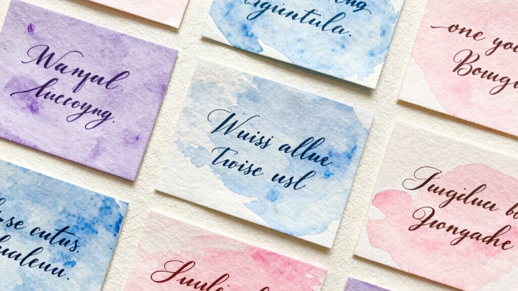 poetische Zitate auf Aquarellkarten