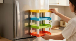 She Put A 5-Tier Bookshelf On Her Fridge, And It Created Storage Out Of Thin Air