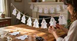 Turn Paper Doilies Into A Dainty Ghost Garland With Vintage Charm